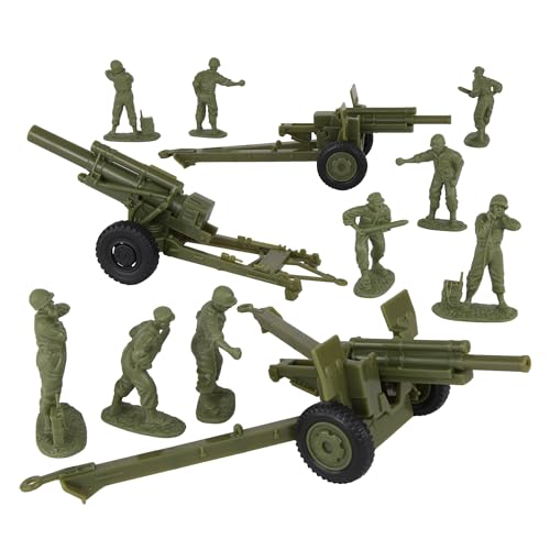 BMC CTS WW2 US Howitzer Artillery & Crew 12pc OD Green Plastic Army Men Playset