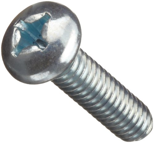 Steel Machine Screw, Zinc Plated Finish, Pan Head, Phillips Drive, 3/8