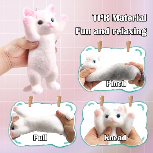 Image of Big Hand Painted Cat Squishy Toys,Large Cute Ultra Soft Kitty Squeeze Fidget Toys for Stress Relief ,Kawaii Squishies Sticky Animal Toys for Adults Kids,Decompression Sensory Balls Toys for Autism
