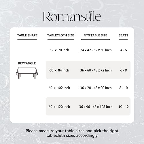 Image of Romanstile Waterproof Vinyl Tablecloth Rectangle, 52 x 70 Inch, Flower White