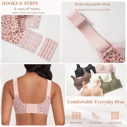 Image of Wireless Jelly Seamless Bras for Women No Underwire Tshirt Full Coverage Padded Bra Comfortable Everyday Bralettes