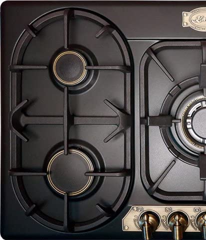 Kaiser KG 9325 Em Rétro Plaque de cuisson autonome à gaz 90cm/Cuisinière à gaz exclusive de Kaiser/Plan de cuisson à gaz/Noir/Grilles massives en fonte/Brûleur WOK 3,8kW avec adaptateur