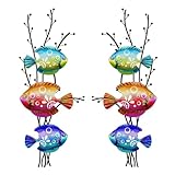 Landhoow 2 Pcs Coastal Wall Decor Metal Fish Wall Art Beach Ocean Sea Tropical Fish Art Nautical Hanging Sculpture for Summer Party Favor Indoor Outdoor Bedroom Living Room Kitchen