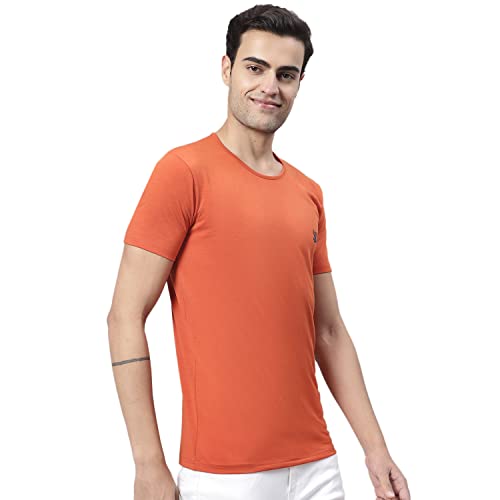 Image of Mack Jonney Men Round Neck Cotton Solid Regular Fit T-Shirt-T Anthraa 01-P