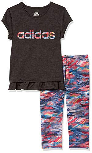 adidas Girls' Toddler Short Sleeve Top & Capri Legging Clothing Set, Always On Black, 2T