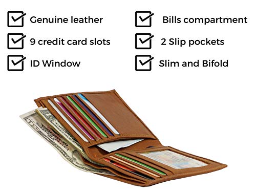 Euro Style Leather Wallets | Bifold Hipster | Credit Card Holders (Tan)3