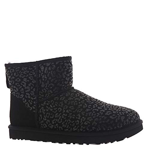 UGG Classic Mini Snow Leopard Boot, Black, Size 6