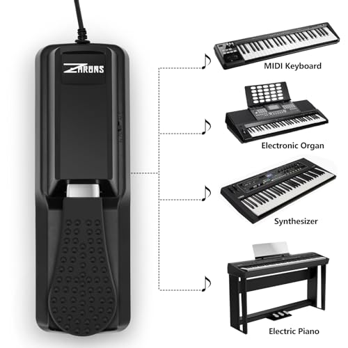 Sustain Pedal Universal for Keyboard, Piano Pedal with Polarity Switch for Digital Piano