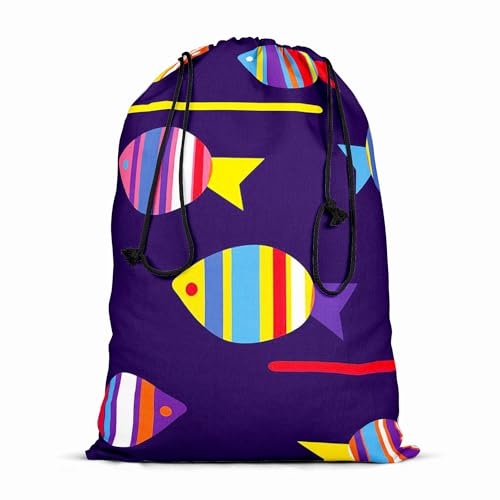 Image of ArtzFolio Colourful Fishes | Reusable Sack Bag | Bag for Gym, Storage, Vegetable & Travel
