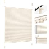 Grandekor Plissee Klemmfix ohne Bohren 55 x 120cm Beige Faltrollo Jalousie für Tür & Fenster Blickdicht Sichtschutz Sonnenschutz Rollos für Wohnzimmer Kinderzimmer Einfach Montage & Stabil