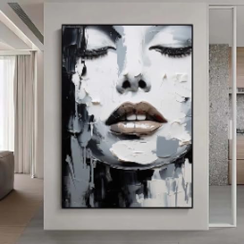 Art mural de prestige avec cette peinture texturée noir et blanc Belle au bois dormant