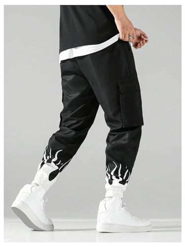 Floerns Men's Letter Print Active Cargo Jogger Pants Outdoor Flap Pocket Trousers2