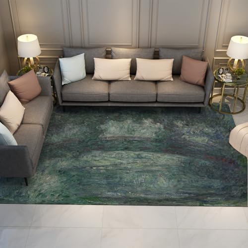 Carpette de chambre style jardin japonais et grand tapis abstrait antidérapant lavable 200x300