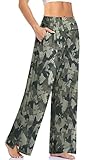 UEU Womens Wide Leg Yoga Pants High Waist Joggers Casual Loose Comfy Lounge Pajama Sweatpants with Pockets (Camouflage, M)
