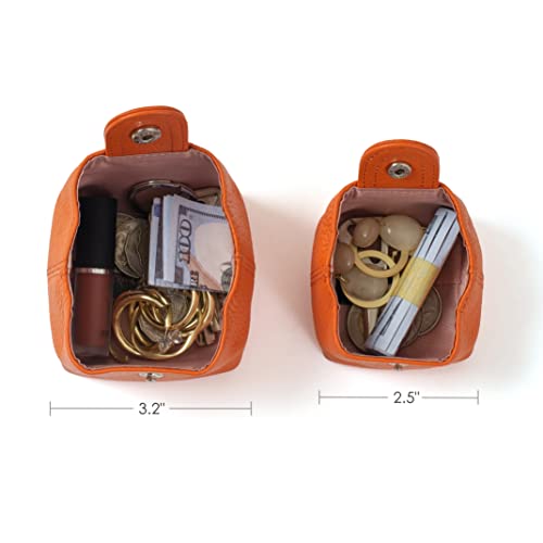 Image of Cockatoo Genuine Leather Coin Pouch Change Holder, Mini Snap Pocket Wallet for Men Women (Macaron Pink, Small)