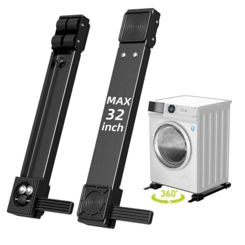 KVRG Appliance Rollers Heavy Duty Newest 360 Movement Appliance Sliders 20-32in Extendable Liftable Anti Slip Washing Machine Base Easily Move Washer and Dryer Machines Refrigerators Furniture-Black