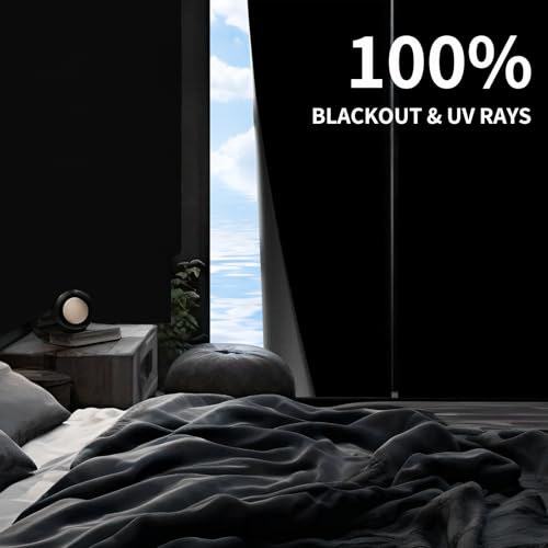 Portable Blackout Curtains, 100% Blackout Window Shades & Blinds for Windows with Hook & Loop Tapes - Easy to Cut to Fit Bedroom, Baby Room, and TV Room（40"x57"）- Black - image 2