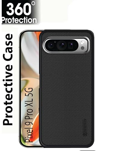 Image of Silicone Back Cover Case Compatible for Google Pixel 9 Pro XL (Textured Grip Design | Camera Protetion | Slim and Light Weight | Soft Touch and Feel | Black)