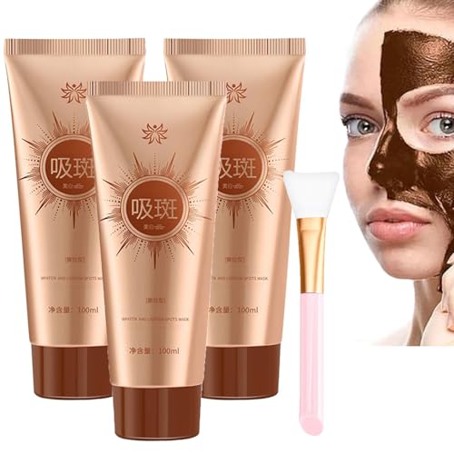 Herbal Spots Peel-Off Facial Mask,Masque Collagene Visage Korean, Online Peel off Mask with Ginseng and Caffeine for Dark Spots, Spot Peel off Face Mask with Brush, Onlimerr Facial Mask (3PC)