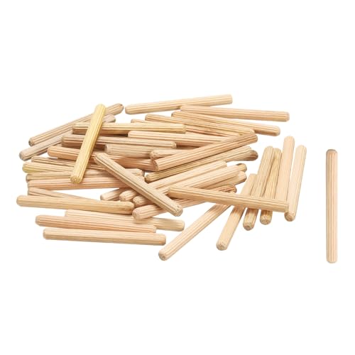 QUARKZMAN Clavijas De Madera 3/16'x 2' (5mm x 50mm) Barras Rectas De Clavija Clavijas Estriadas De Madera Para Manualidades Muebles DIY Dura Cantidad 60