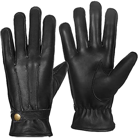 Thermal Leather Gloves for Men Women, Non-slip Grip having soft touch Winter Warm Liner Wind Proof Gloves Used in Running Sport Walking Riding Fishing Driving and Cycling Cover