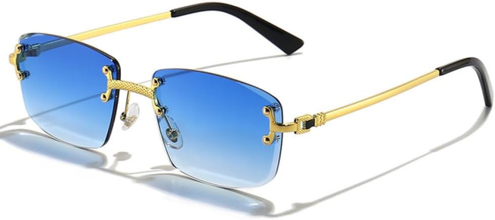 Gradient Lens Metal Sunglasses Rimless Square Purple Sun Glasses Women Rectangle Frameless Glasses For Men