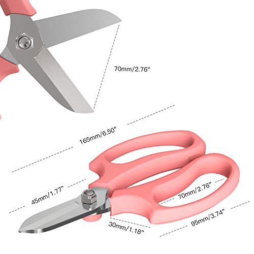 Image of Housolution Flower Scissors, Strong Floral Shears, Premium Steel Garden Pruning Shears Garden Scissors Floral Fruits Leaf Scissors Hand Pruner Snip Trimming Tool for Gardening Flower Arrangement, Pink