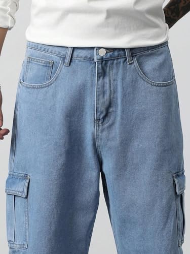 Image of TAGAS Men Loose Fit Men's Flip Pocket Jeans || Mens Stylish Cotton Loose Fit Denim Cargo || Multi-Pocket Styling Pant||