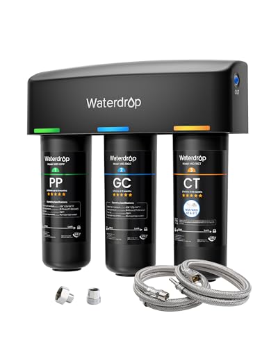 Waterdrop TSA 8 Layer Under Sink Water Filter System, Under Sink Water Filtration System, Reduces PFAS, PFOA/PFOS, Fluoride, Chlorine, Bad Taste & Odor, NSF/ANSI 42 Certified Element, USA Tech