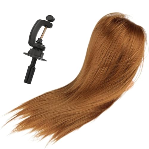 M.J COMFY-LIFE Beauty Salon Styling Doll Real Human Hair Training Mannequin Head with Clip 24/26 Inch Hair for Braiding Cutting Styling and Hairdressing Practice (Yellow 24)