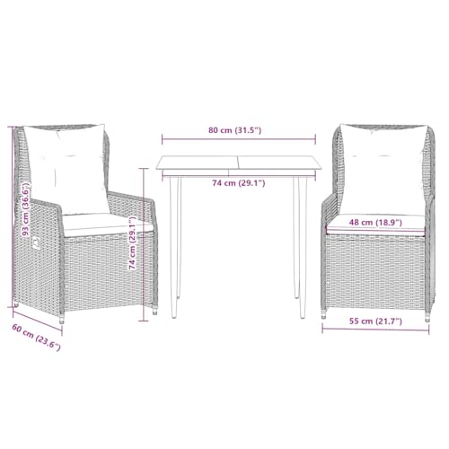 Ensemble à manger de jardin 3 pcs vidaXL marron poly rotin