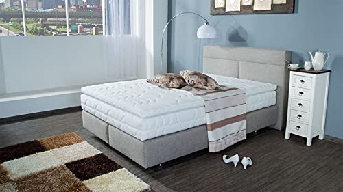 AUKONA Boxspringbett Roland 90x200, Farbe wählen und ändern, 7 Zonen Taschenfederkern-Matratze, H2 H3 H4, Komfortschaum-Topper, Lieferung und Aufbau kostenlos