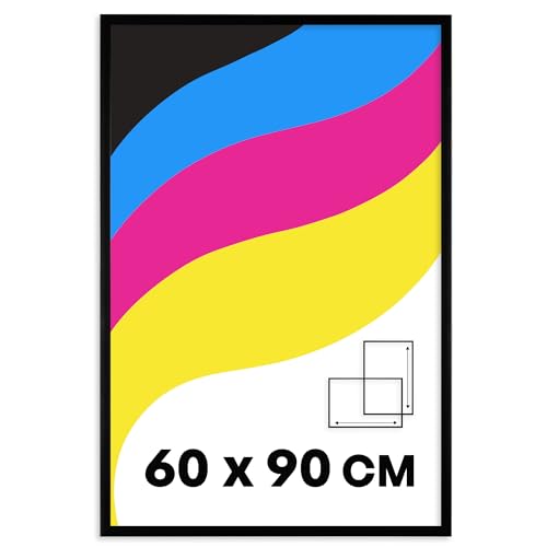 Photoframe4you - Bilderrahmen 60x90 cm - Bruchsicheres Acrylglas - Schwarzer Fotorahmen für Fotos. Poster. Puzzles & Zertifikate - Robuster Kunststoff zum Aufhängen im Hoch- & Querformat - Nancy