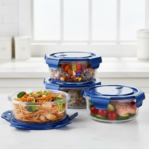 Image of ginoya brothers 620 ML Glass Meal Prep Containers, Food Storage Containers with Lids Airtight, Glass Lunch Boxes, Microwave, Oven, Go & Freezer-to-Oven-Safe Food Containers. (6)