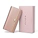 Leather Trifold Wallets for Women, Genuine Leather Gift Box Packing Ladies Designer Clutch Purses with Zipper Pocket Women's Fashion Long Wallet Credit Card Holders Birthday Valentine Gift (Rose Gold)