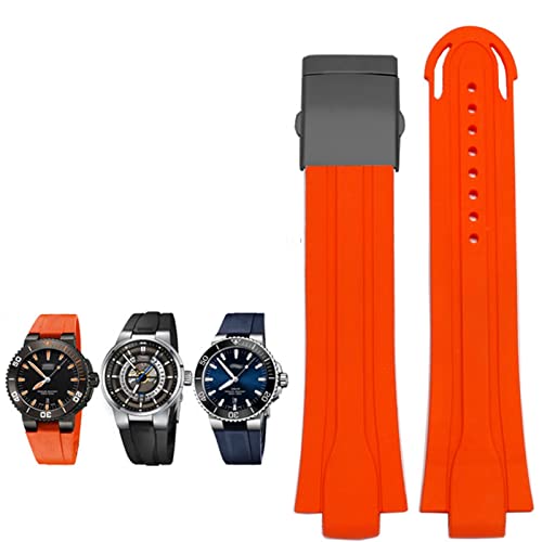 Bracelet en silicone de 24mm compatible Oris avec fermoir en acier inoxydable