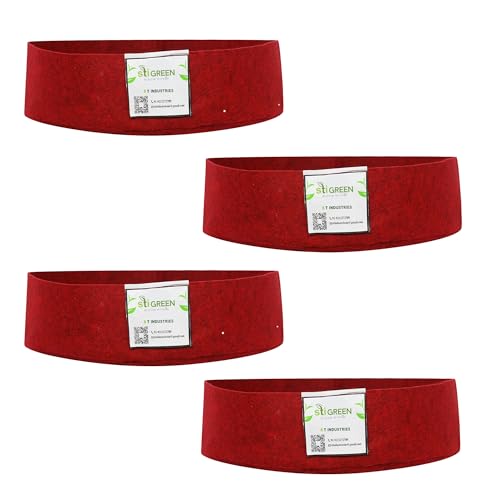 Image of Geo Fabric Grow Bags for Plants 18X6 Inch (Pack of 4) | 400 GSM Heavy Duty UV-Protected Round Maroon Colour Plant Bags for Terrace and Vegetable Gardening | Strong & Reusable|