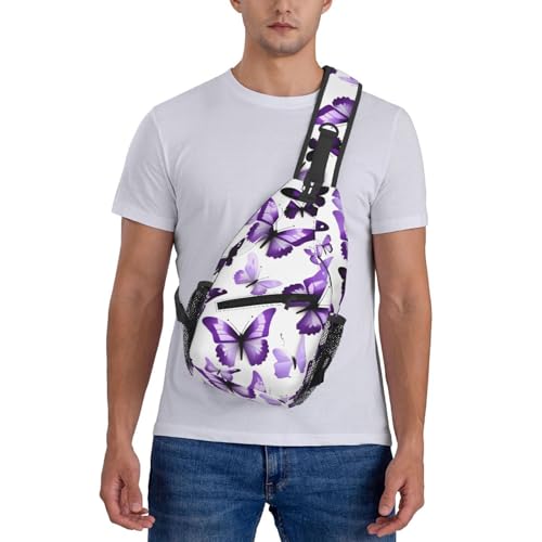 Mochila cruzada compacta con diseño de mariposas negra miniatura 7