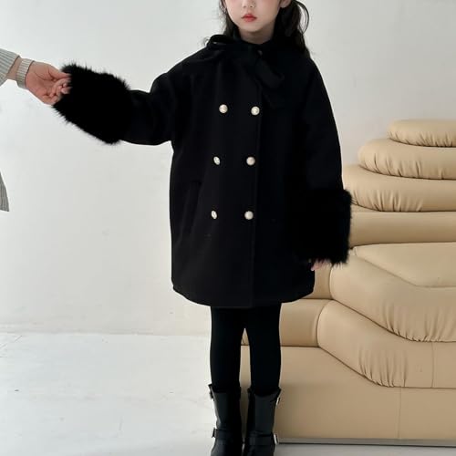 2024 Winter Warm Coat Toddler Girls Faux Dress Coat Kids Winter Warm Jacket Long Sleeve Button Wool Coat Snow Coat4