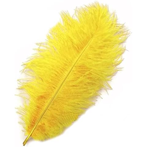 Yellow Ostrich Feathers x 2 (approx 6-7 inches) Crafts, Sewing, Costuming, Millinery etc Cover
