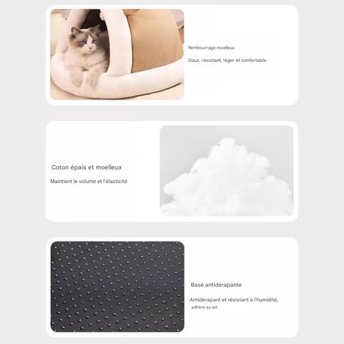 Lit caverne pour chat et cabane douillette fermée pour chaton