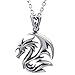 KONOV Mens Gothic Dragon Stainless Steel Pendant Necklace, Black Silver, 24" inch Chain
