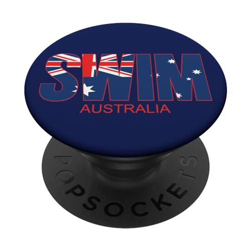Australian Swimmer Aussie Swimming Australia National Flag PopSockets Swappable PopGrip, Black