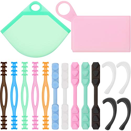 14 Pieces Earloop Cover Extension Hook Set Portable Face Covering Storage Clip Storage Case, Silicone Earloop Ear Protector, Face Covering Strap Hook Silicone Strap Extender for Various Face Covering