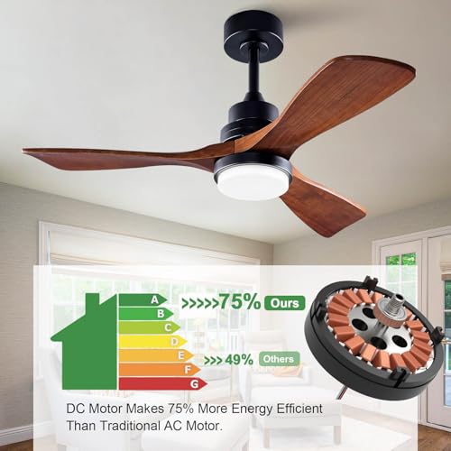 Ventilateur de plafond silencieux pour chambre noir de 106,7 cm télécommande - 7