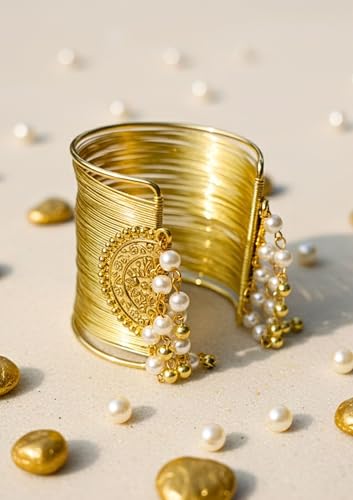 Image of Mansiyaorange Fancy Stylish Pearl Hanging Balls Daily Adjustable Cuff Bracelet