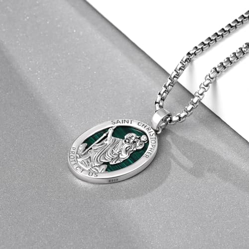St Christopher Necklace 925 Sterling Silver Saint Christopher Pendant Necklace for Men Women Religious Gifts Religious necklace3