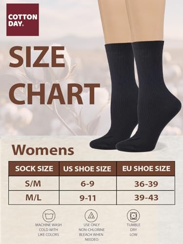 Image of COTTON DAY Women's Combed Cotton Fine Ribbed Trouser Dress Socks Black White Navy Blue 3 Pack