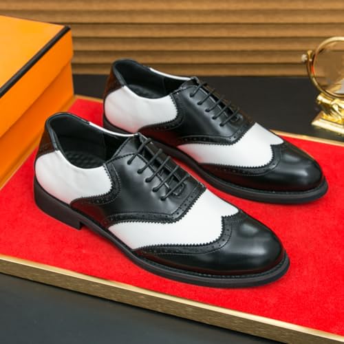 Men's Two - Tone Leather Wingtip Oxford Shoes with Laces, Combining Classic Design and Fine Craftsmanship2