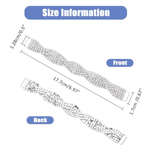 SUPERFINDINGS 4Pcs Alloy Crystal Rhinestone Bikini Connector Buckle Metal Chain Metal Buckles Silver Bra Swimwear Connectors Rectangle Buckle Clips Links For Swimming Wear Bikini Decoration 17.7cm - Image 2